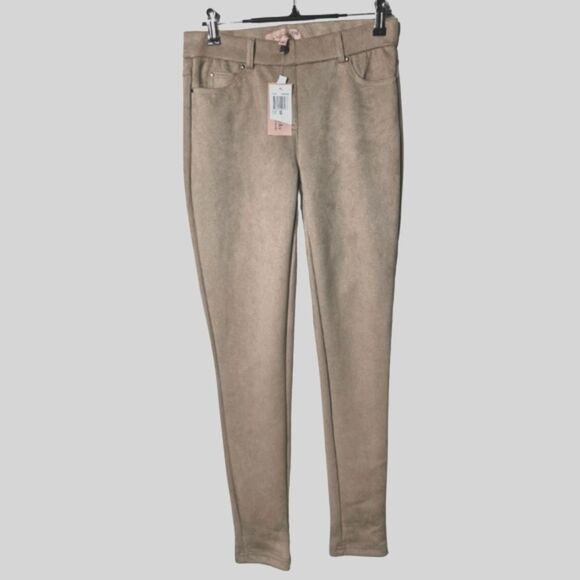 NWT Philosophy Neutral Faux Suede Skinny Pants Fall Office Work Preppy Size XS - Picture 1 of 8